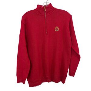 Vintage Lauren Ralph Lauren Red Quarter Zip Pullover Sweater Crest - Size Medium